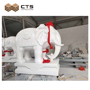 Traditional Animal Lion Sculptured Marble Guardian Statue