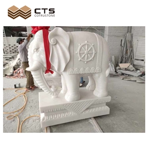 Traditional Animal Lion Sculptured Marble Guardian Statue