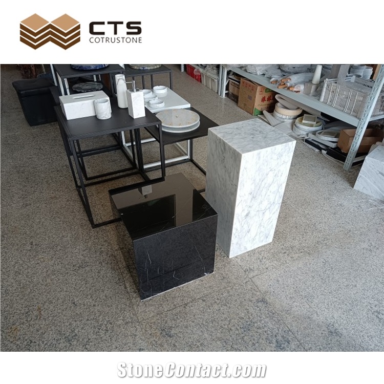 White Black Color Marble Craft Finished Product Table Decor
