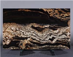 Exotic Brazil Black Tauros, Magma Gold Granite Slabs