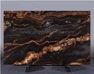 Exotic Brazil Black Tauros, Magma Gold Granite Slabs
