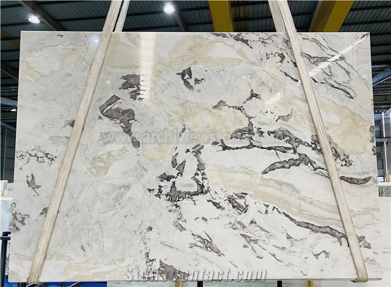 Picasso White Marble Slab Tile