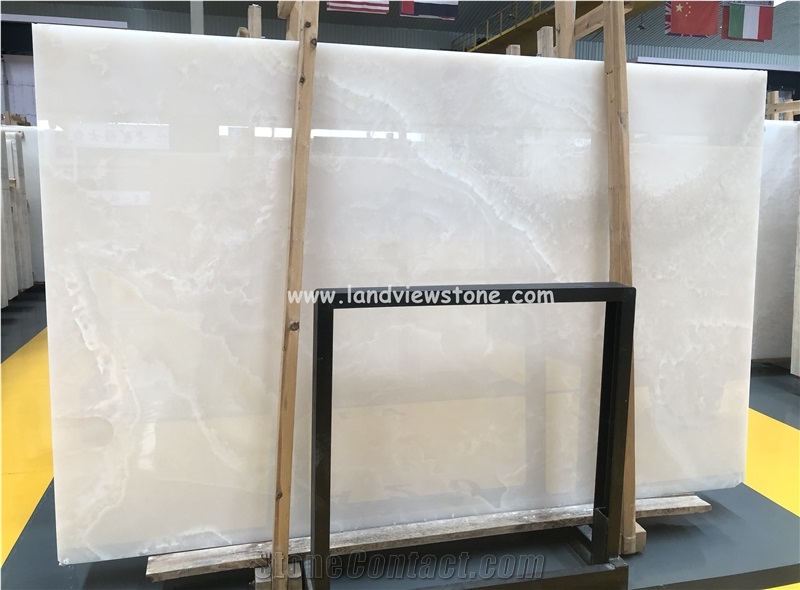 Pure White Onyx Slabs For Backlit Wall Panel