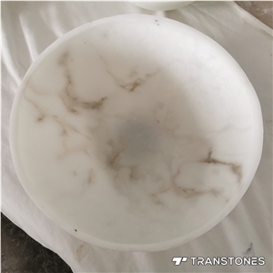 Artificial Marble Stone Slabs Translucent Lighting Bowl