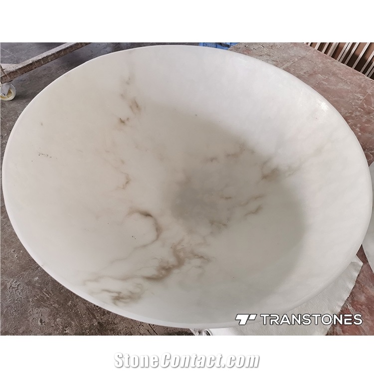 Artificial Marble Stone Slabs Translucent Lighting Bowl
