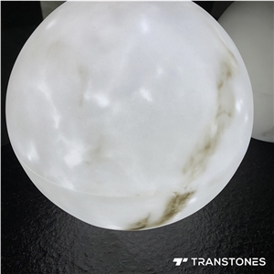 Artificial Slab Curving White Alabaster For Globes