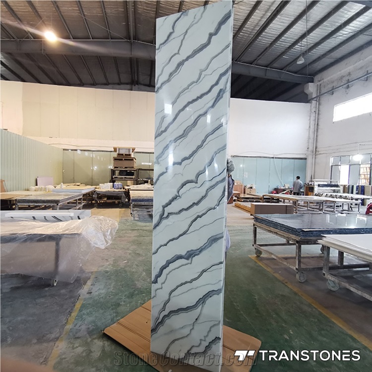 White Alabaster Stone Marble Wall Panel Acrylic For Columns