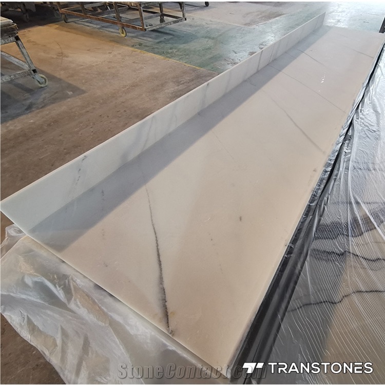 White Alabaster Stone Marble Wall Panel Acrylic For Columns