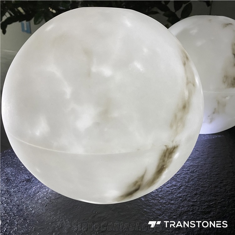 White Artificial Onyx Panel Translucent Round Lighting Globes