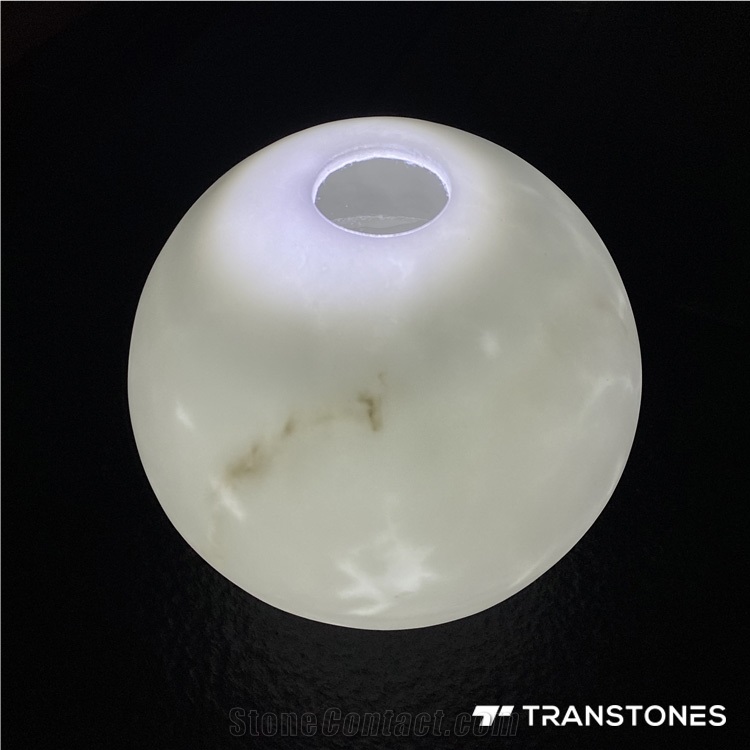White Artificial Onyx Panel Translucent Round Lighting Globes