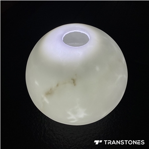 White Artificial Onyx Panel Translucent Round Lighting Globes