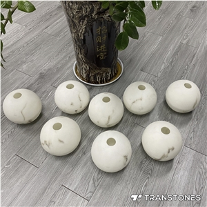 White Artificial Onyx Panel Translucent Round Lighting Globes