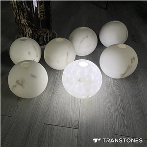 White Artificial Onyx Panel Translucent Round Lighting Globes