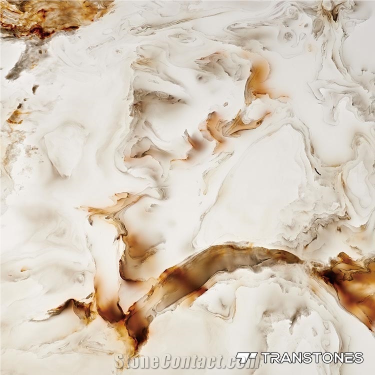 White Onyx Slabs Artificial Marble Tiles For Wall Decor