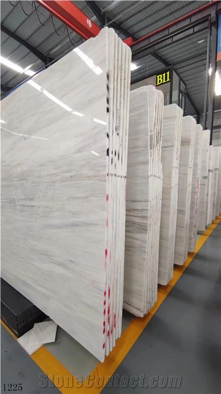 Eurasian White Wood Grain Marble Slab In China Stone Market