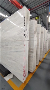 Eurasian White Wood Grain Marble Slab In China Stone Market