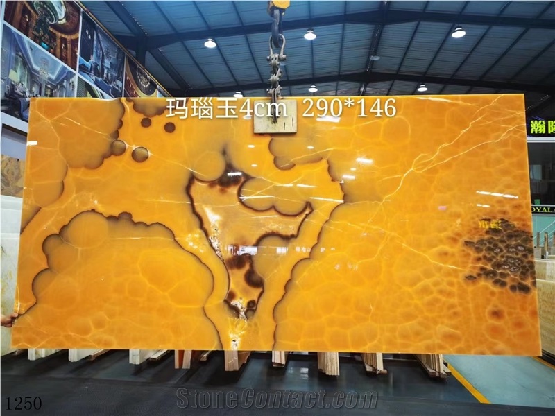 Golden Yellow Onyx Honey Agate Chile Slab In China Market
