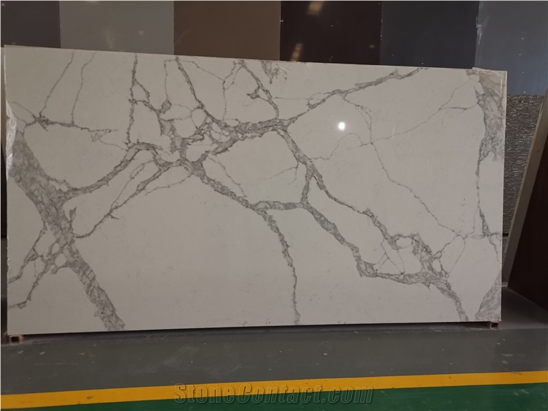 2022 Best Sale Calacatta Fred Quartz Slab Artificial Stone