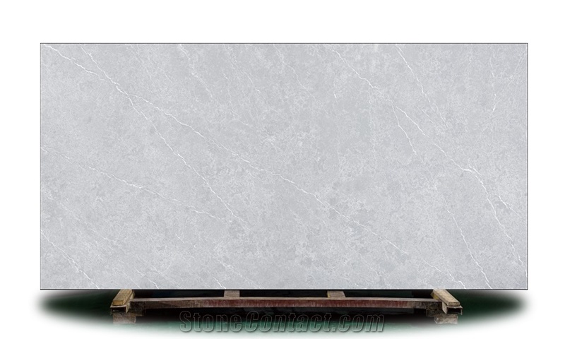 Angle Ash Grey Quartz Stone Worktop Kitchen Countertop