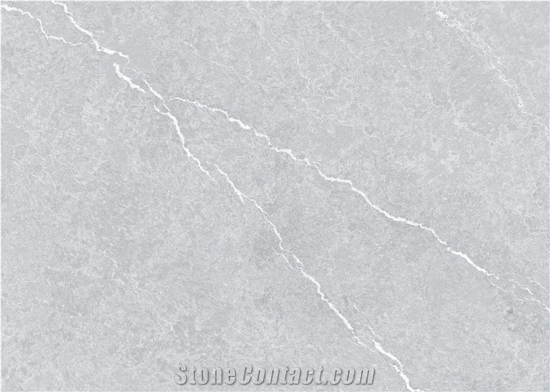 Angle Ash Grey Quartz Stone Worktop Kitchen Countertop