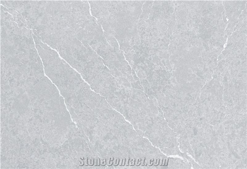 Angle Ash Grey Quartz Stone Worktop Kitchen Countertop