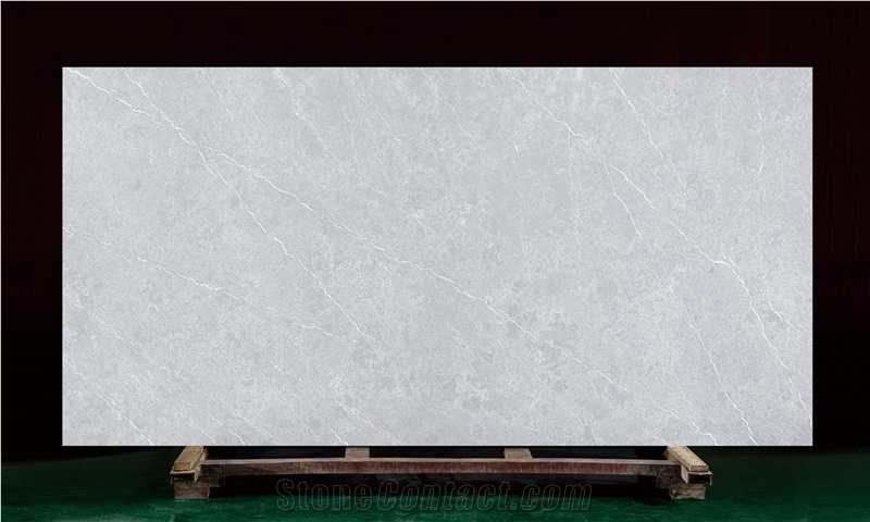 Angle Ash Grey Quartz Stone Worktop Kitchen Countertop