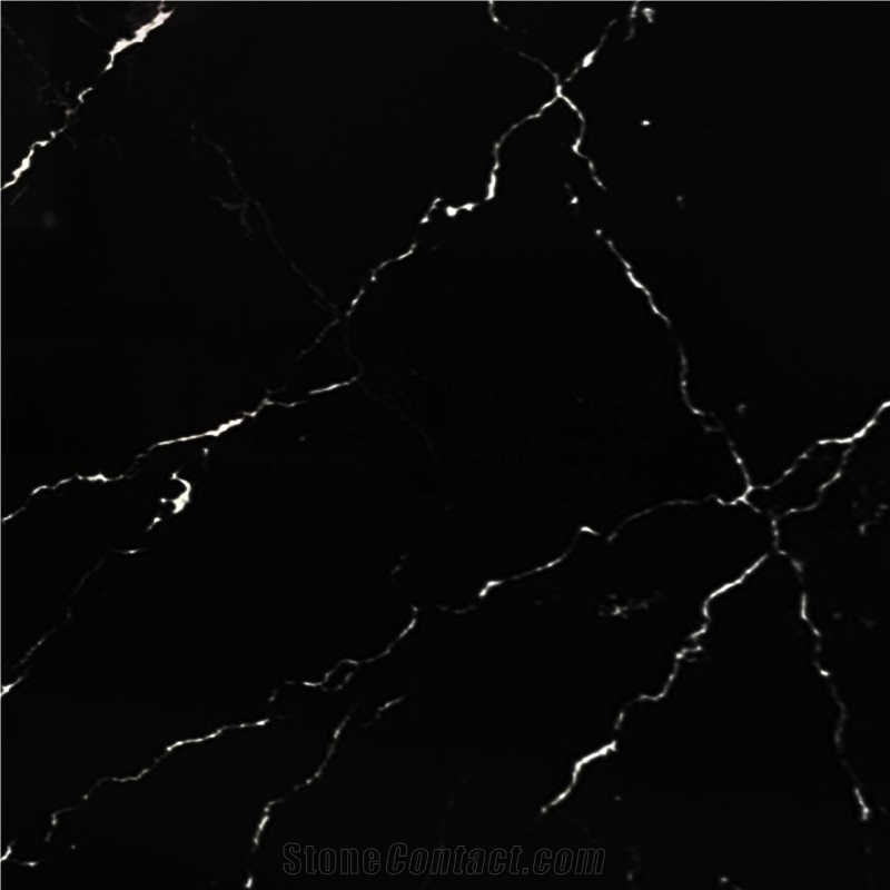 Artificial Black Artwork Quartz Stone Slabs And Tiles
