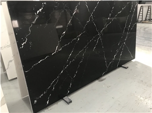 Artificial Black Artwork Quartz Stone Slabs And Tiles