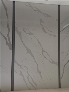 Artificial Calacatta Quartz Stone Tiles New Style Vein