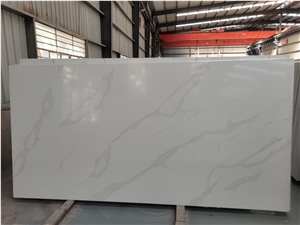 Artificial Calacatta Quartz Stone Tiles New Style Vein