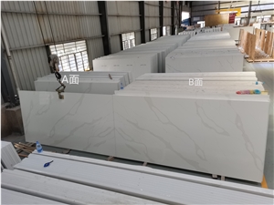 Artificial Calacatta Quartz Stone Tiles New Style Vein
