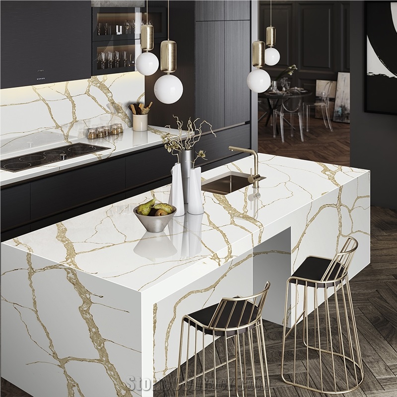 Artificial Quartz Calacatta Gold Stone For Countertop
