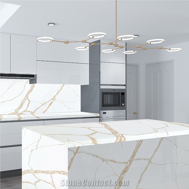 Artificial Quartz Calacatta Gold Stone For Countertop
