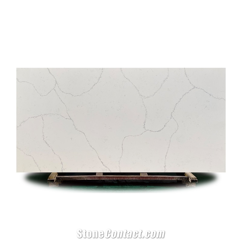 Artificial Stone Jazz White Quartz With Dense Fine Lines