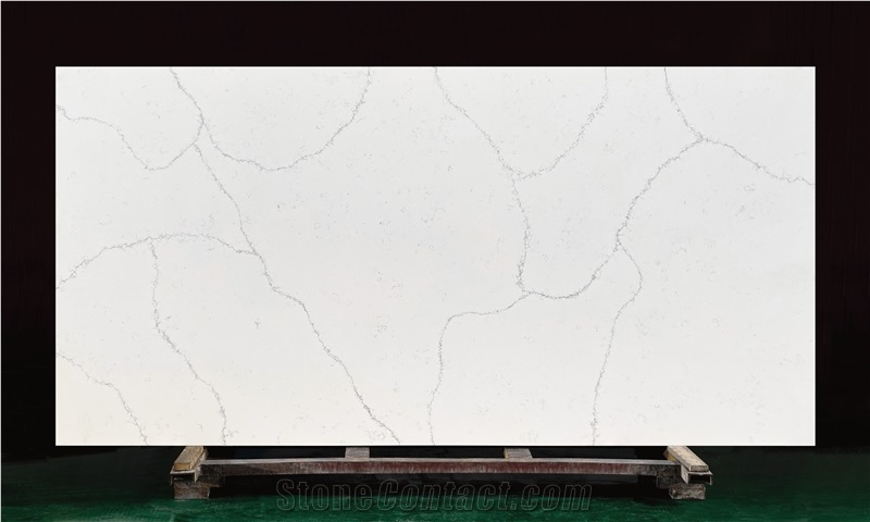 Artificial Stone Jazz White Quartz With Dense Fine Lines