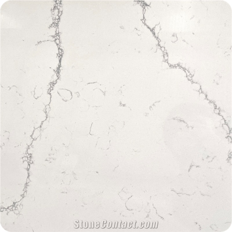 Artificial Stone Jazz White Quartz With Dense Fine Lines