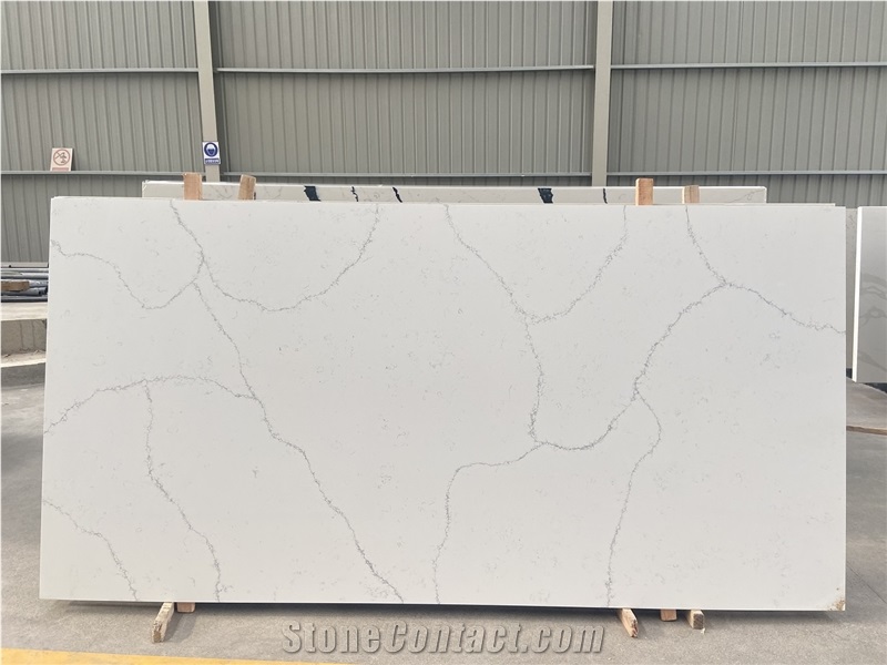 Artificial Stone Jazz White Quartz With Dense Fine Lines