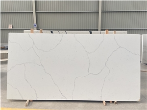 Artificial Stone Jazz White Quartz With Dense Fine Lines
