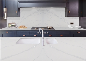 Artificial White Marble Quartz Kitchen Countertops