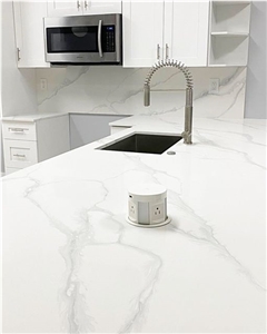 Artificial White Marble Quartz Kitchen Countertops