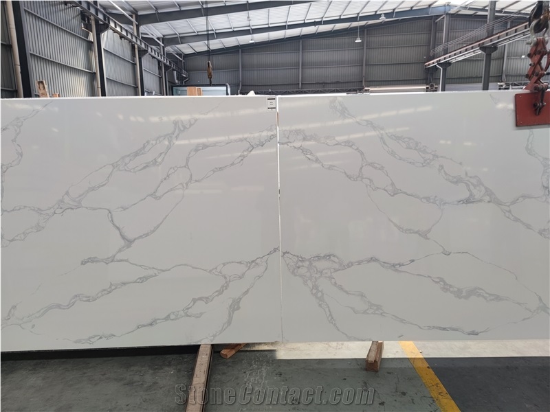 Artificial White Marble Quartz Kitchen Countertops