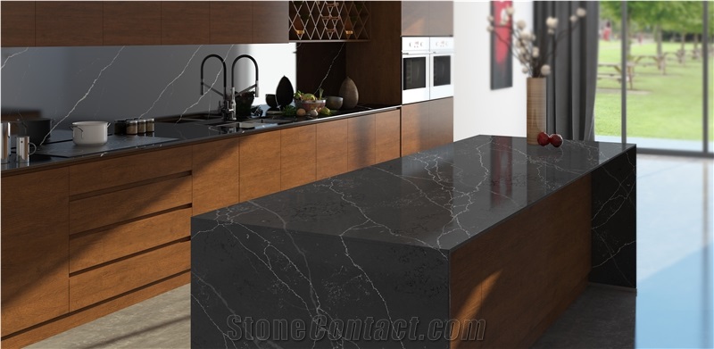 Black Calacatta Laurent Quartz Stone Countertops