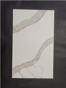 Calacatta Venato Quartz Slab With Grey Veins