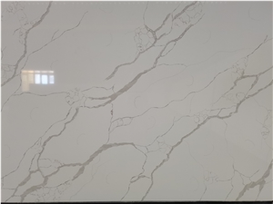 Calacatta Venato Quartz Slab With Grey Veins