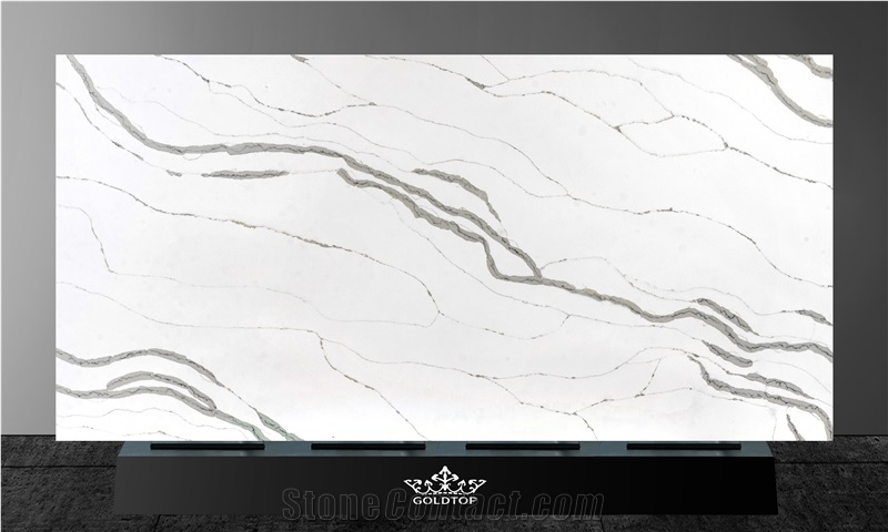 Calacatta White Quartz Big Size Slab Artificial Quartz Stone
