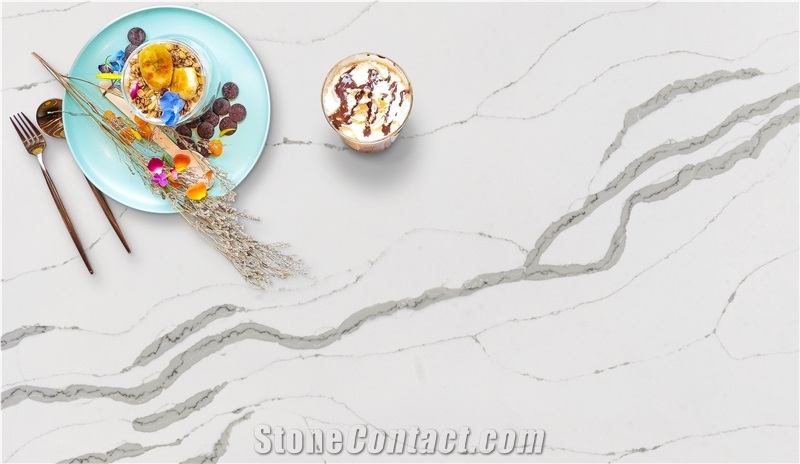 Calacatta White Quartz Big Size Slab Artificial Quartz Stone