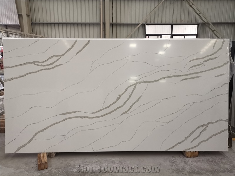 Calacatta White Quartz Big Size Slab Artificial Quartz Stone