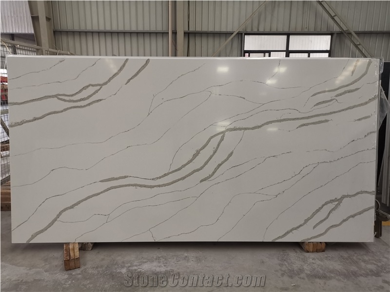 Calacatta White Quartz Big Size Slab Artificial Quartz Stone