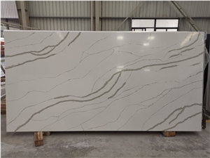 Calacatta White Quartz Big Size Slab Artificial Quartz Stone