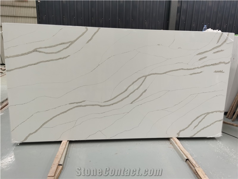 Calacatta White Quartz Big Size Slab Artificial Quartz Stone